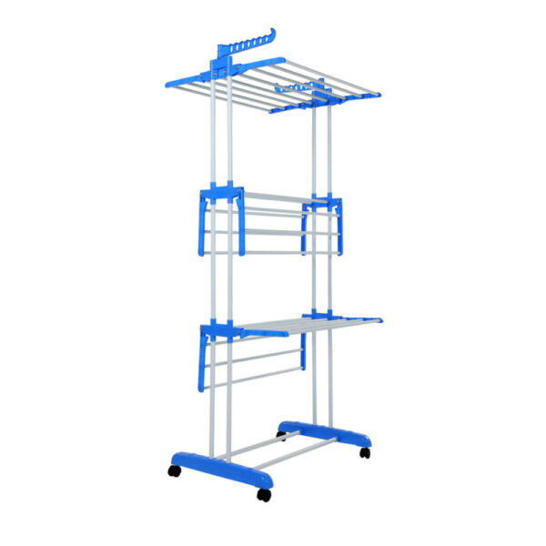 Herzberg HG-8034-BL Πτυσσόμενη Απλώστρα με Ρόδες Μπλε
