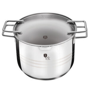 BH-1390 Κατσαρόλα Inox για Ζυμαρικά & Ρύζι 2σε1 22cm με Γυάλινο Καπάκι, Napoli Collection, Berlinger Haus