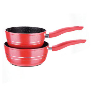 Royalty Line RL-FS2M-RED Σετ 2Τμχ Κατσαρολάκια 18/20cm+Καπάκι με επίστρωση μαρμάρου Κόκκινο