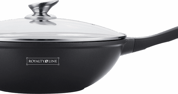 Wok 28cm με Αντικολλητική Επίστρωση Μαρμάρου & Γυάλινο καπάκι RL-BW28M