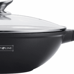 Wok 30cm με Αντικολλητική Επίστρωση Μαρμάρου & Γυάλινο καπάκι RL-BW30M