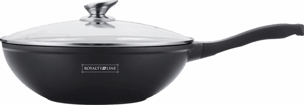 Wok 30cm με Αντικολλητική Επίστρωση Μαρμάρου & Γυάλινο καπάκι RL-BW30M