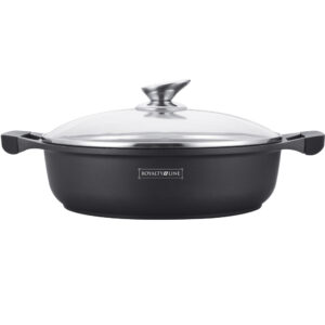 RL-BR32M Κατσαρόλα Ρηχή 32cm Αντικολλητική με Επίστρωση Μαρμάρου & Γυάλινο Καπάκι Royalty Line