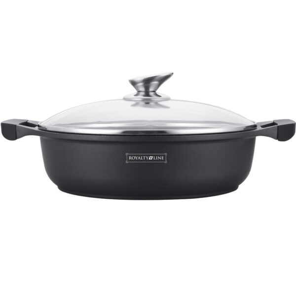 RL-BR32M Κατσαρόλα Ρηχή 32cm Αντικολλητική με Επίστρωση Μαρμάρου & Γυάλινο Καπάκι Royalty Line