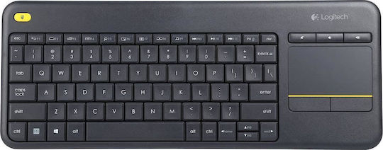 Logitech K400 Plus Ασύρματο Πληκτρολόγιο με Touchpad Αγγλικό US Μαύρο