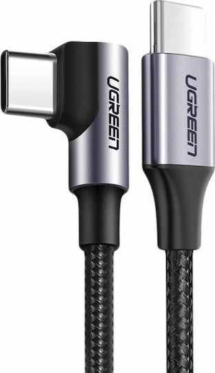 Ugreen Angle (90°) / Braided USB 2.0 Cable USB-C male - USB-C 60W Μαύρο 2m (50125)