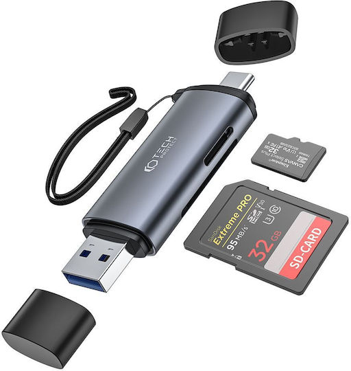 Tech-Protect Ultraboost Card Reader USB 3.0 Type-C για SD/microSD Γκρι