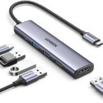 Ugreen USB 3.0 Hub 5 Θυρών με σύνδεση USB-C Ασημί
