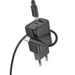 Hoco Φορτιστής με Θύρα USB-A και Θύρα USB-C και Καλώδιο USB-C - USB-C 30W Power Delivery / Quick Charge 3.0 Μαύρος (N63) - Image 2