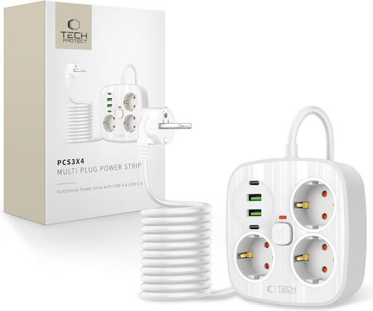 Tech-Protect Πολύπριζο 3 Θέσεων με 2 USB-A