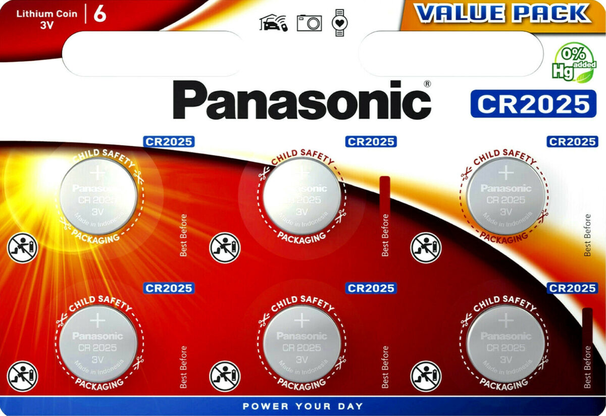 Panasonic Lithium Power Μπαταρίες Ρολογιών CR2025 3V 6τμχ