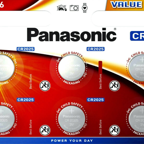 Panasonic Lithium Power Μπαταρίες Ρολογιών CR2025 3V 6τμχ