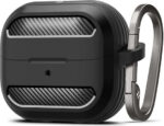 Spigen Rugged Armor Θήκη Σιλικόνης με Γάντζο σε Μαύρο χρώμα για Samsung Galaxy Buds 3 / 3 Pro