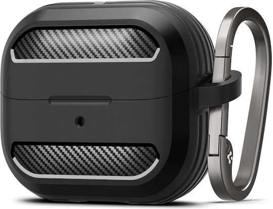Spigen Rugged Armor Θήκη Σιλικόνης με Γάντζο σε Μαύρο χρώμα για Samsung Galaxy Buds 3 / 3 Pro