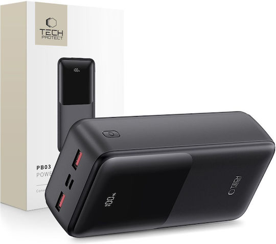 Tech-Protect PB03 Power Bank 30000mAh 22.5W με 2 Θύρες USB-A και Θύρα USB-C Μαύρο