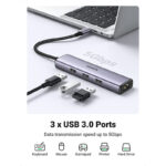 Ugreen CM475 USB 3.0 Hub 3 Θυρών με σύνδεση USB-C / Ethernet Ασημί - Image 3