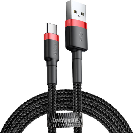 Baseus Cafule Braided USB 2.0 Cable USB-C male - USB-A Μαύρο 1m (CATKLF-B91)