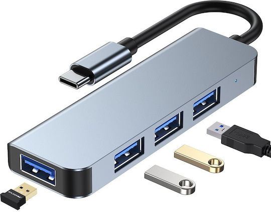 Tech-Protect V1-Hub Usb 3.0 Hub 4 Θυρών με σύνδεση Usb-C &Amp;Amp; Θύρα Φόρτισης Γκρι Tech-Protect V1-HUB USB 3.0 Hub 4 Θυρών με σύνδεση USB-C & Θύρα Φόρτισης Γκρι