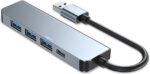 Tech-Protect V0 USB 2.0 Hub 5 Θυρών με σύνδεση USB-A & Θύρα Φόρτισης Γκρι - Image 2